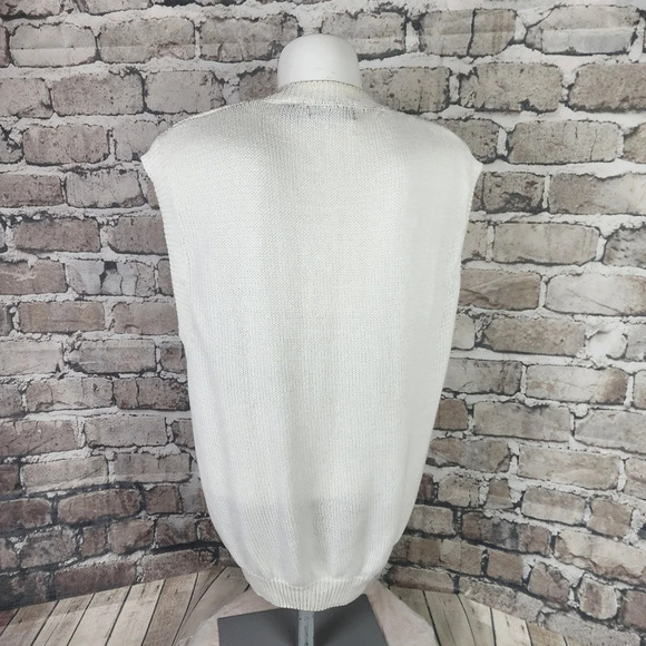 Vintage Abercrombie &  Fitch Cotton Cable Knit VNeck Sweater Vest Ivory L… - Picture 11 of 15